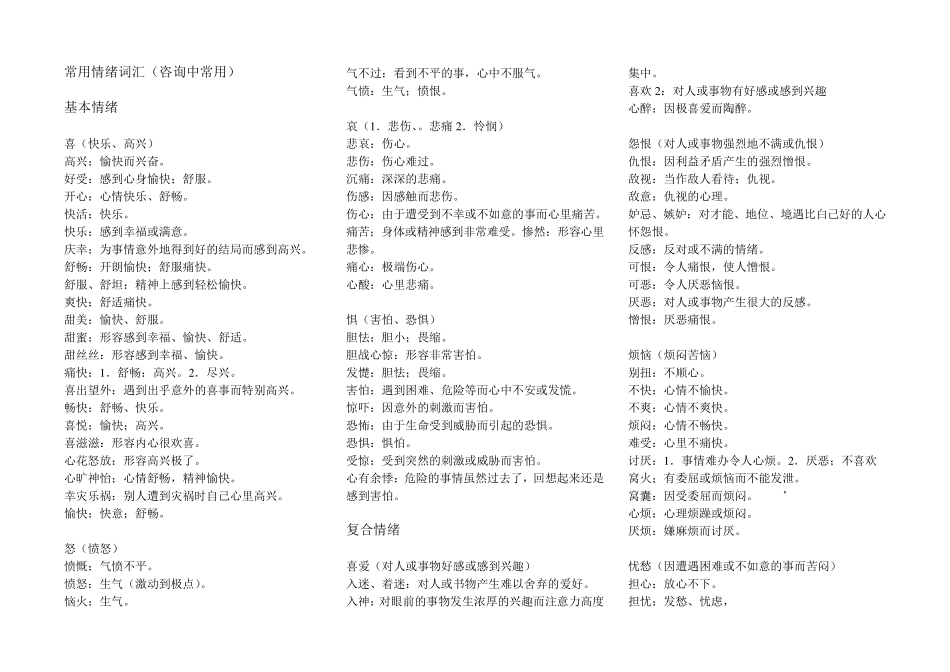 常用情绪词汇_第1页