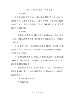 2023年安全促进项目实施方案