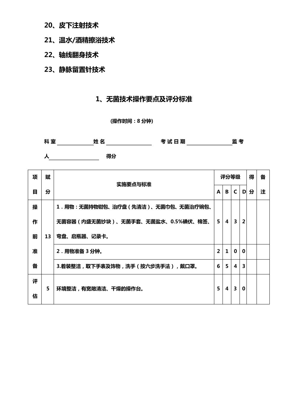 常用护理技术操作考核评分标准_第3页