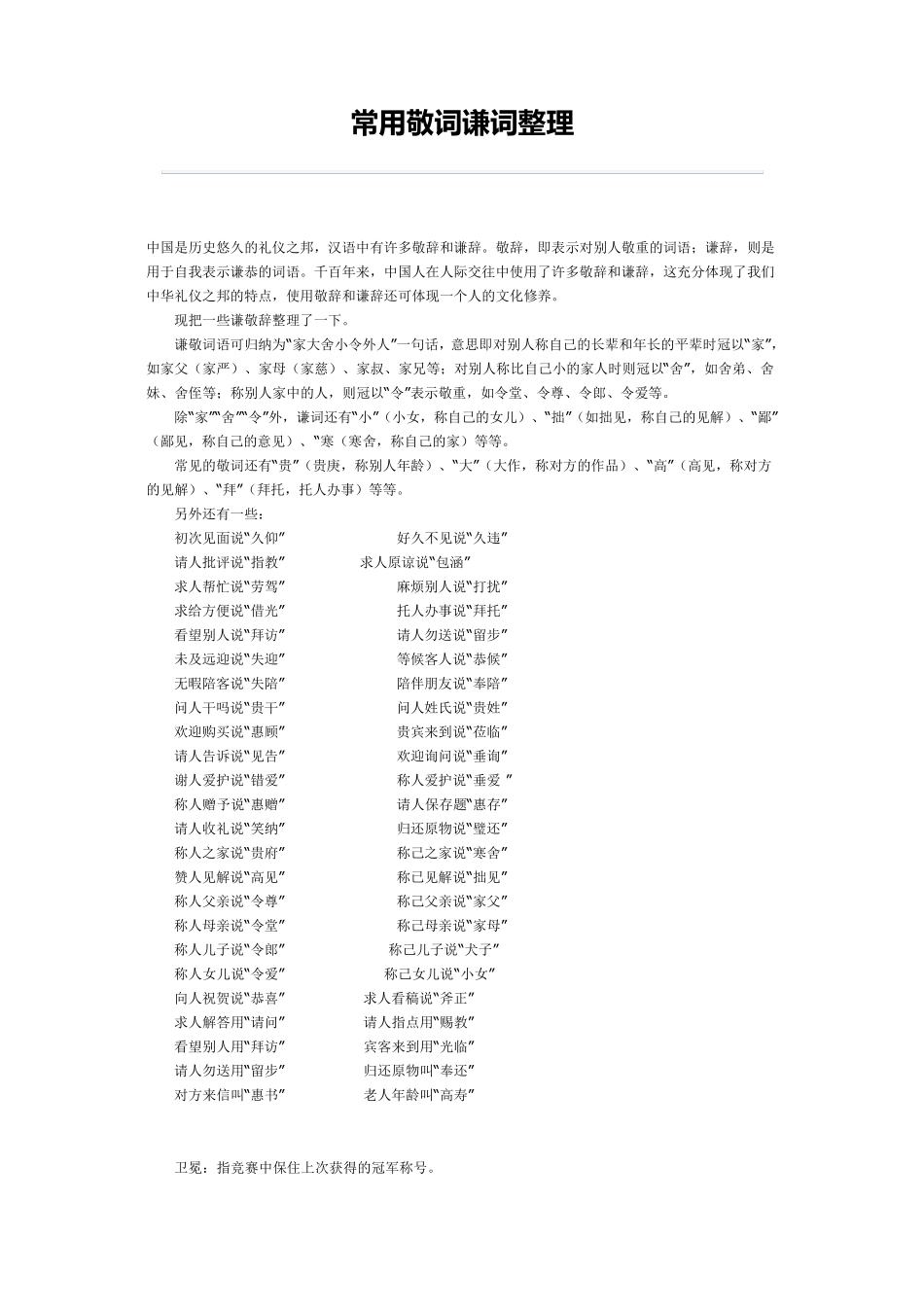 常用敬词谦词整理_第1页