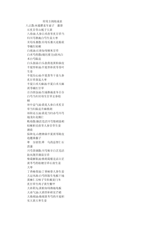 常用方剂组成表