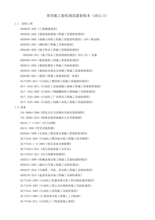 常用施工验收规范最新版本(2015.)