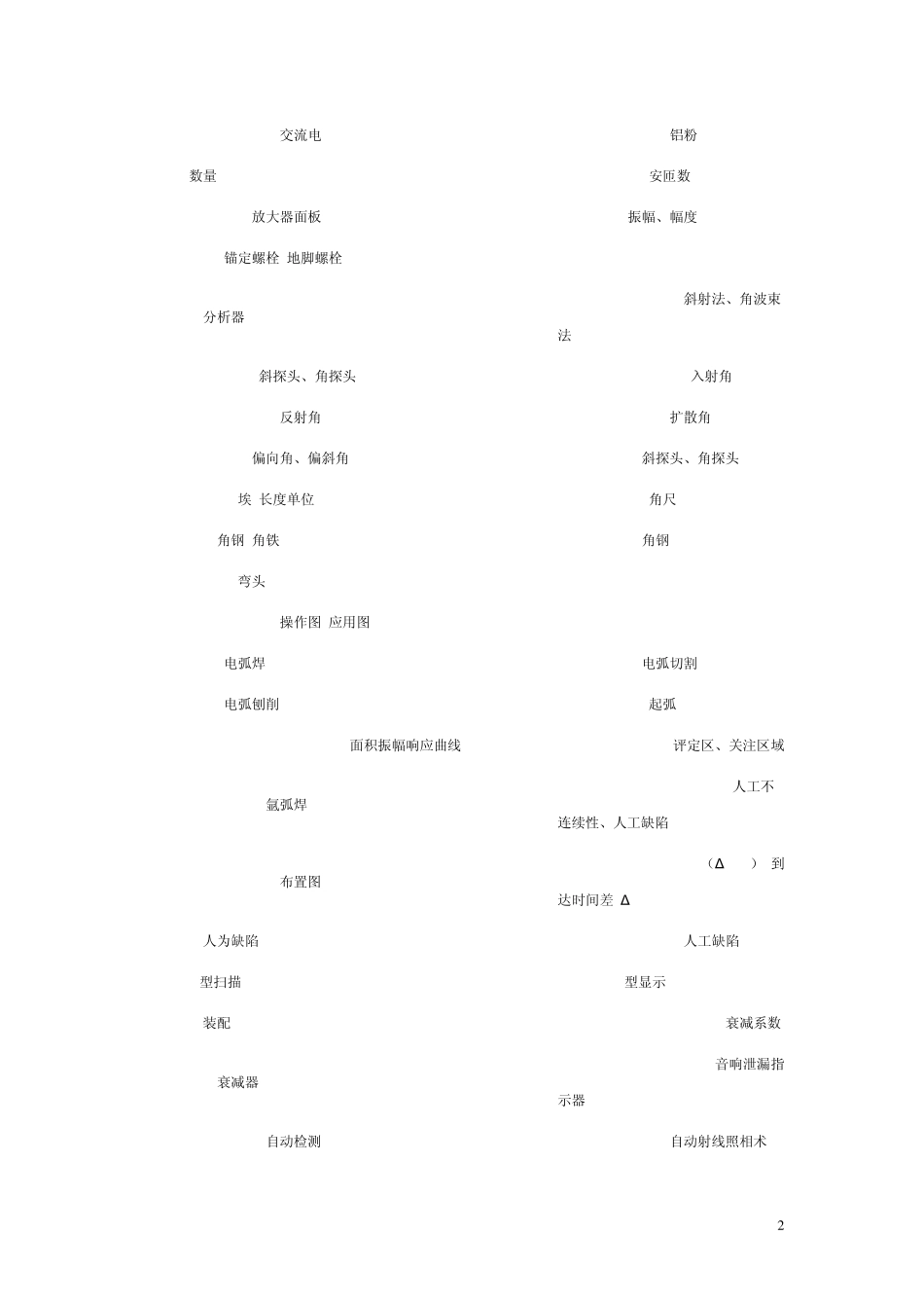 常用无损检测专业词汇英汉对照表_第2页