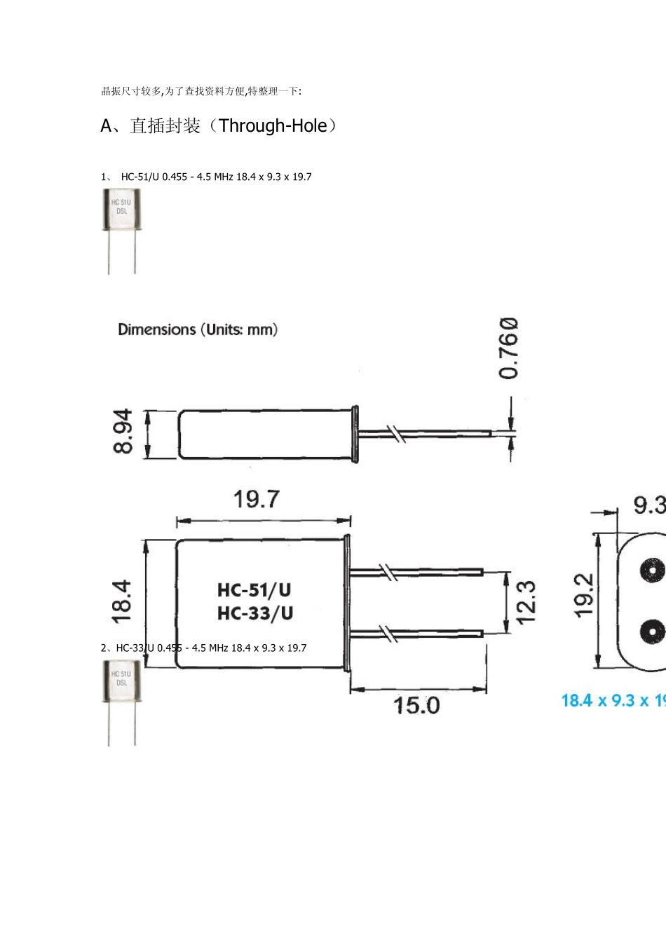 常用无源晶振封装尺寸及实物图_第1页