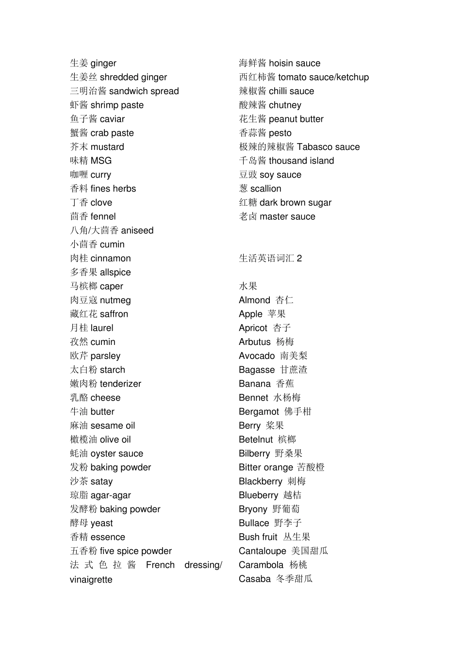 常用日常生活英语单词大全(中英对照)_第3页