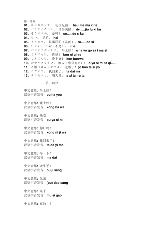 常用日语200句(附中文发音)
