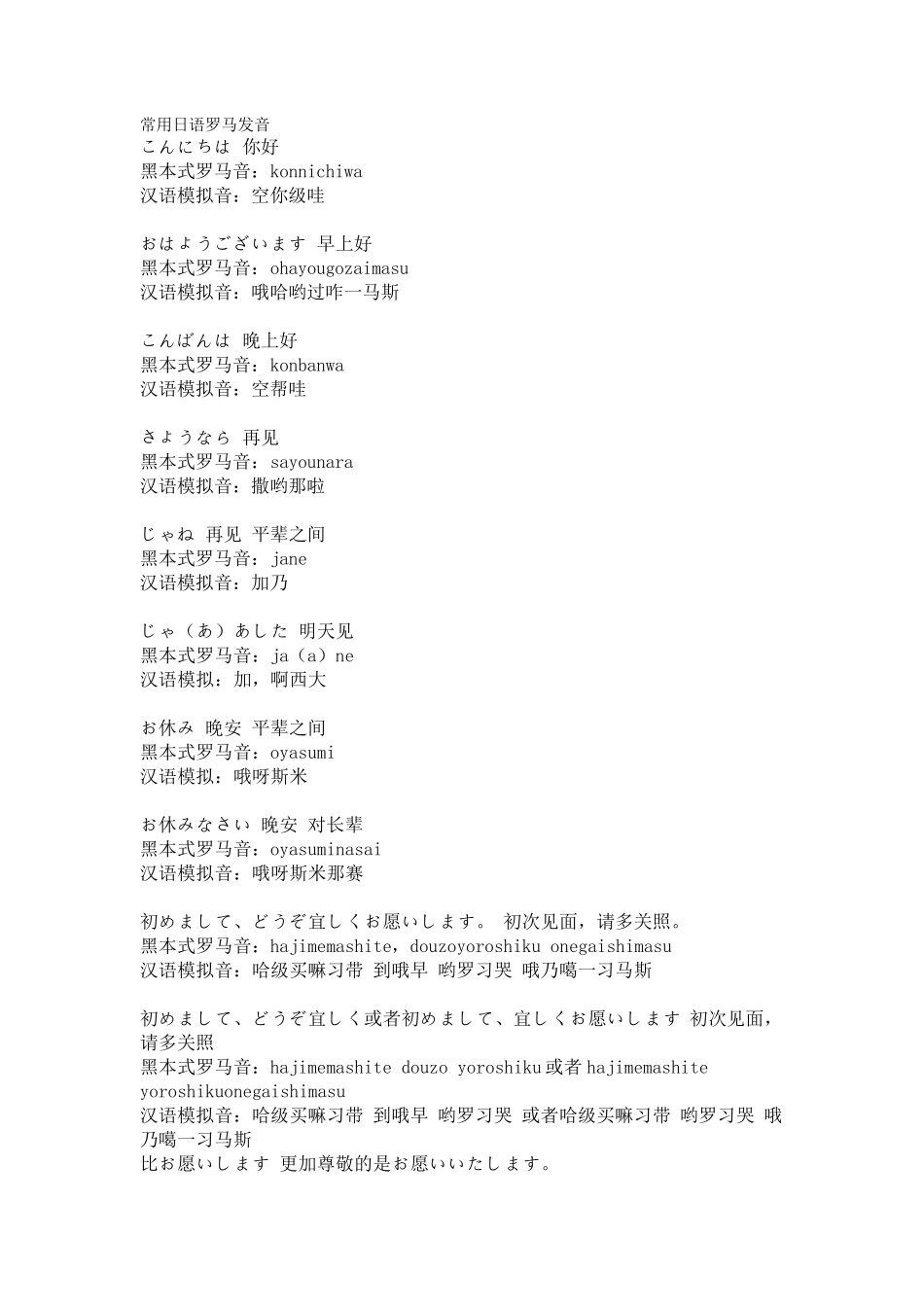 常用日语罗马发音_第1页