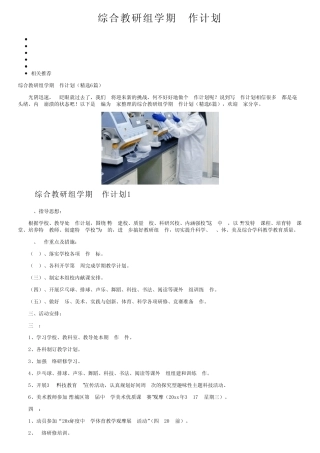 综合教研组学期工作计划