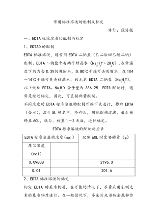 常用标准溶液的配制及标定