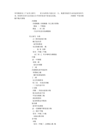 常用橡胶化工产品英文缩写