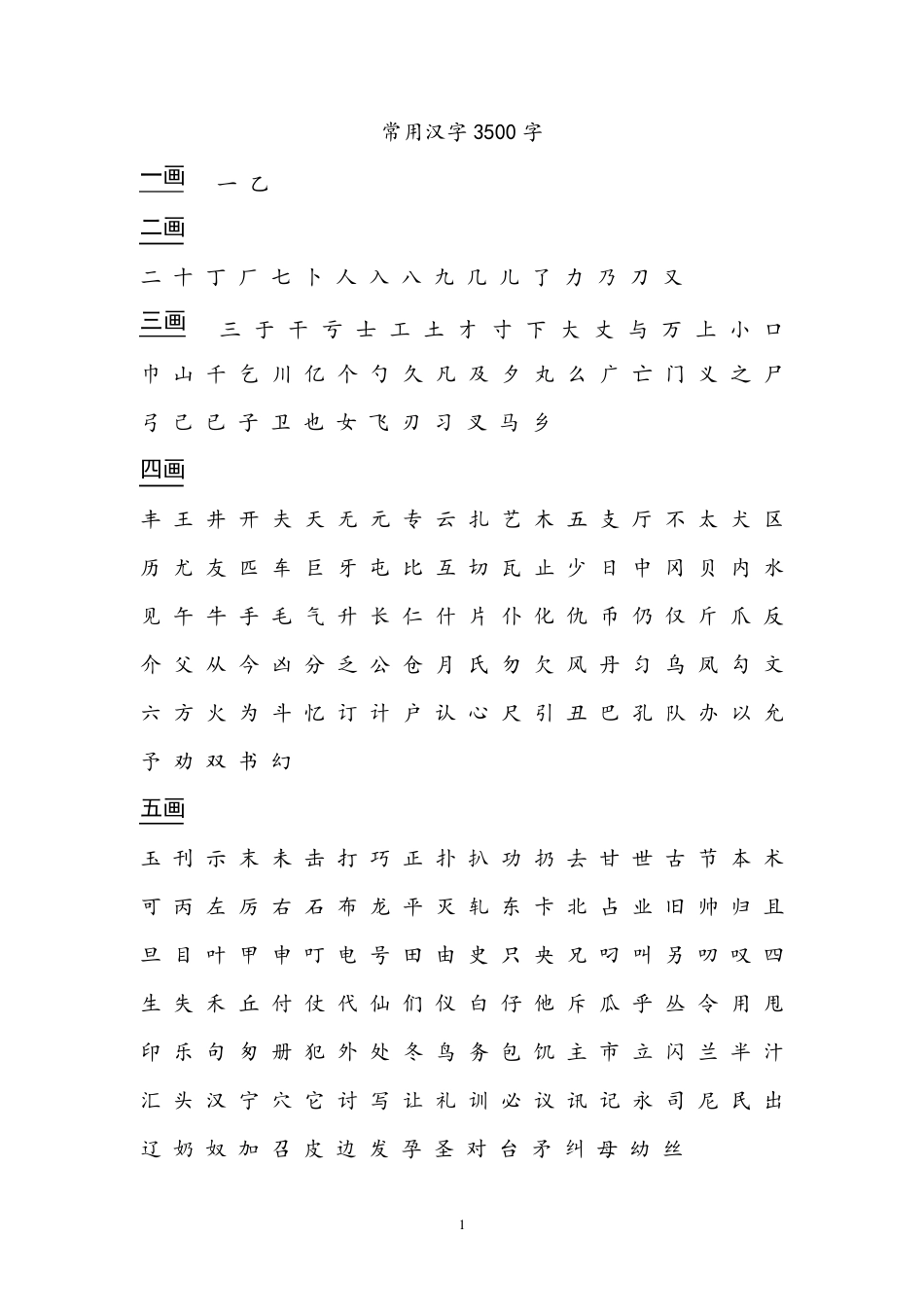 常用汉字3500字_第1页