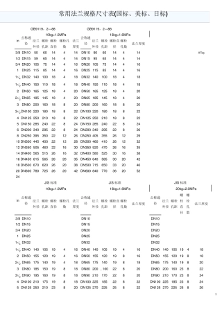 常用法兰规格尺寸表