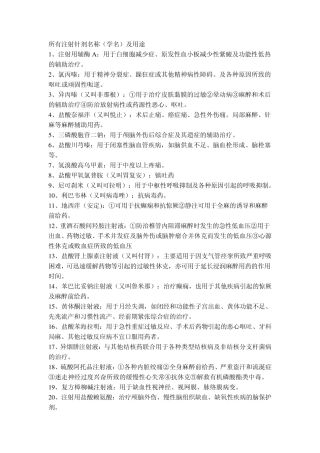 常用注射剂用途