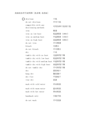 常用洗水唛洗涤标图标