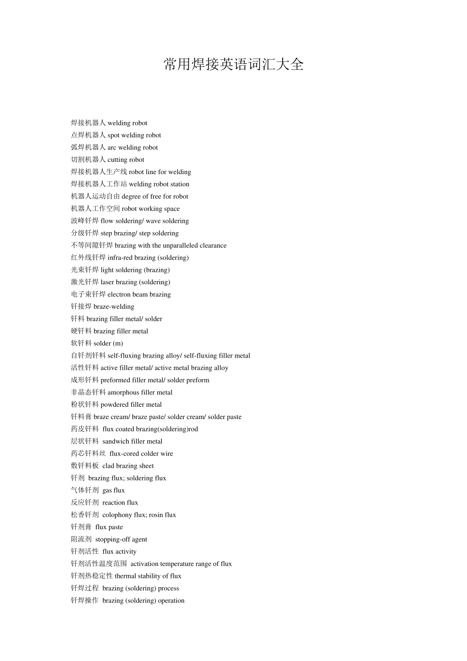 常用焊接英语词汇大全_第1页