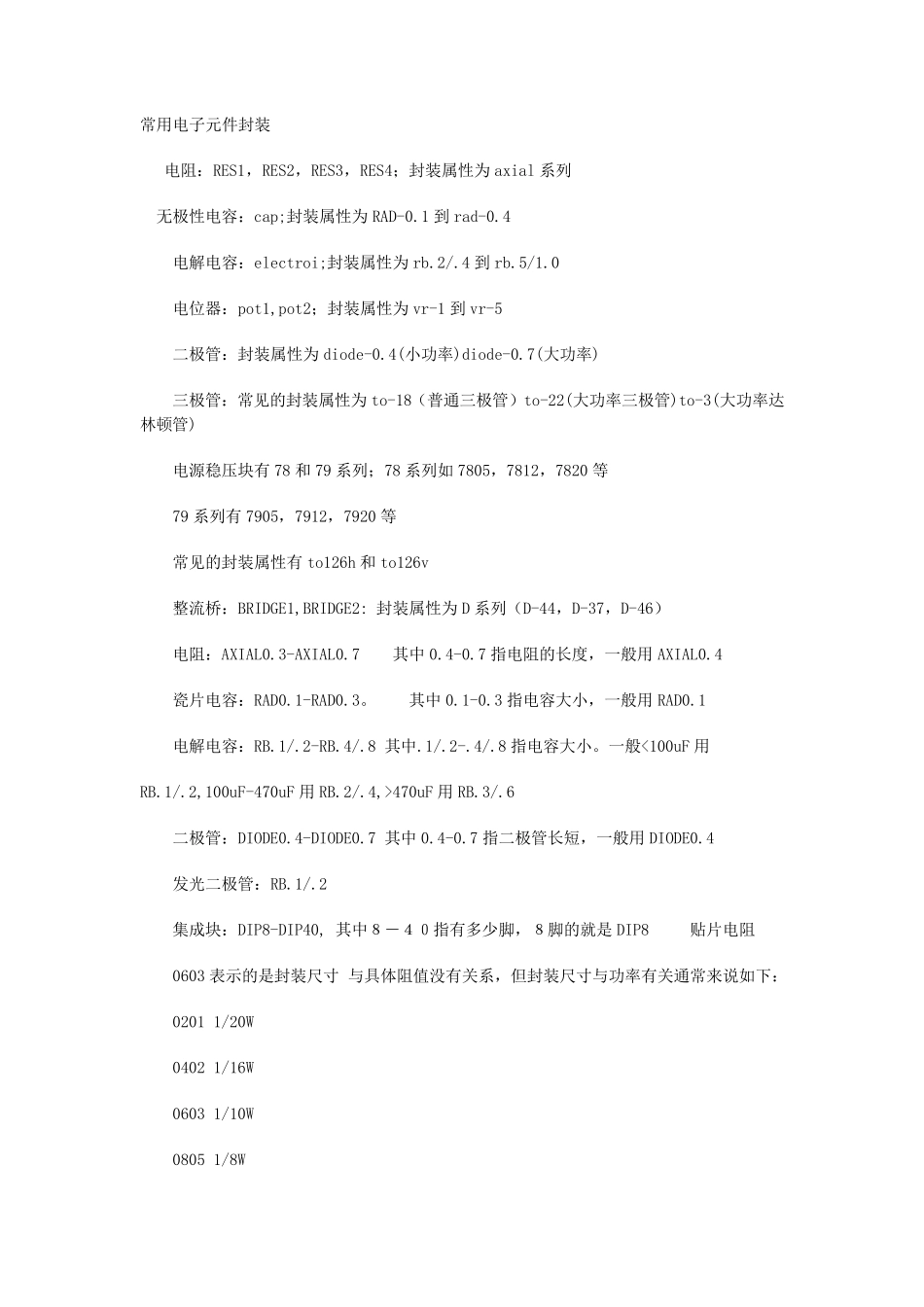 常用电子元器件的封装形式_第1页