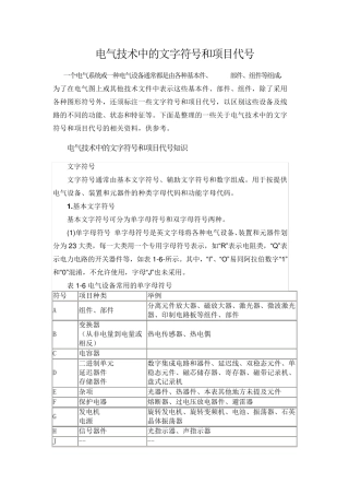 常用电气元件代号