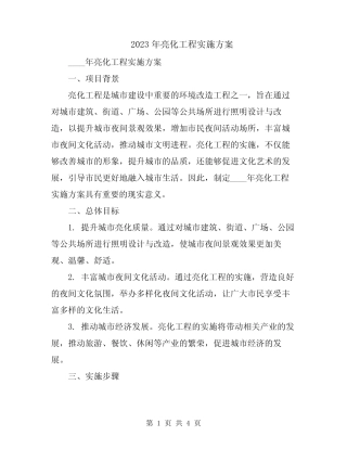 2023年亮化工程实施方案