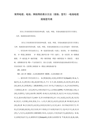 常用电缆规格型号表示方法