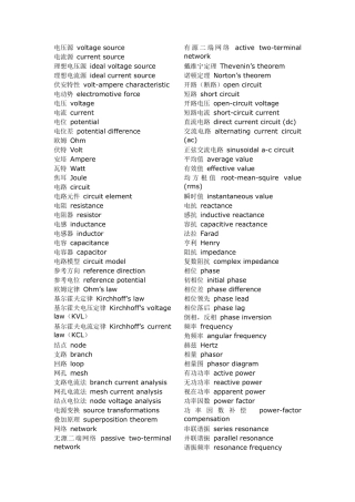 常用电路英语