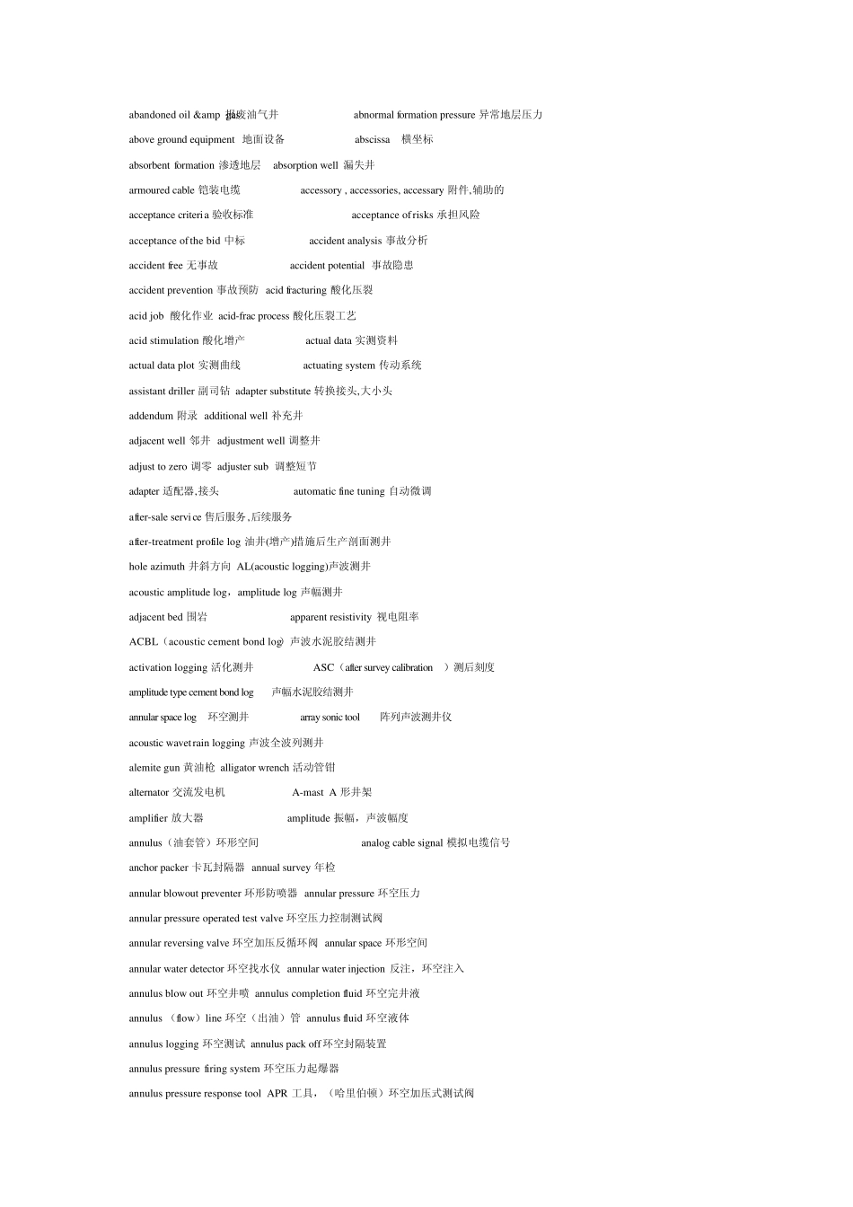 常用石油技术词汇中英对照_第1页