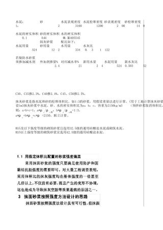 常用砂浆配比设计自动计算