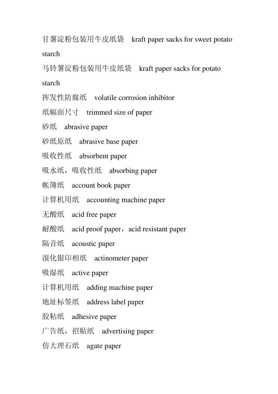 常用纸种的中英文的对照表_第2页