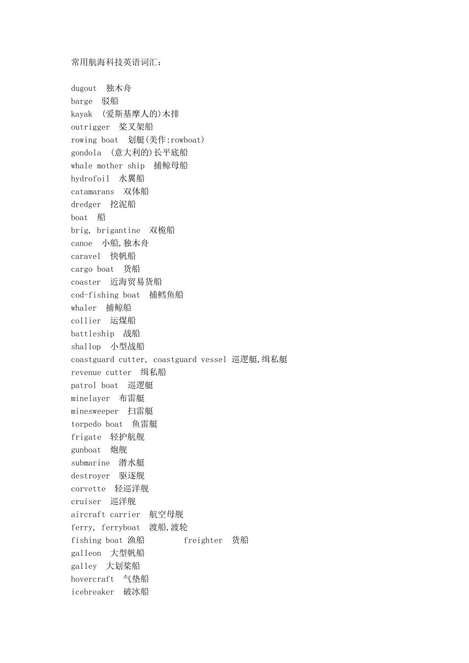 常用航海科技英语词汇_第1页