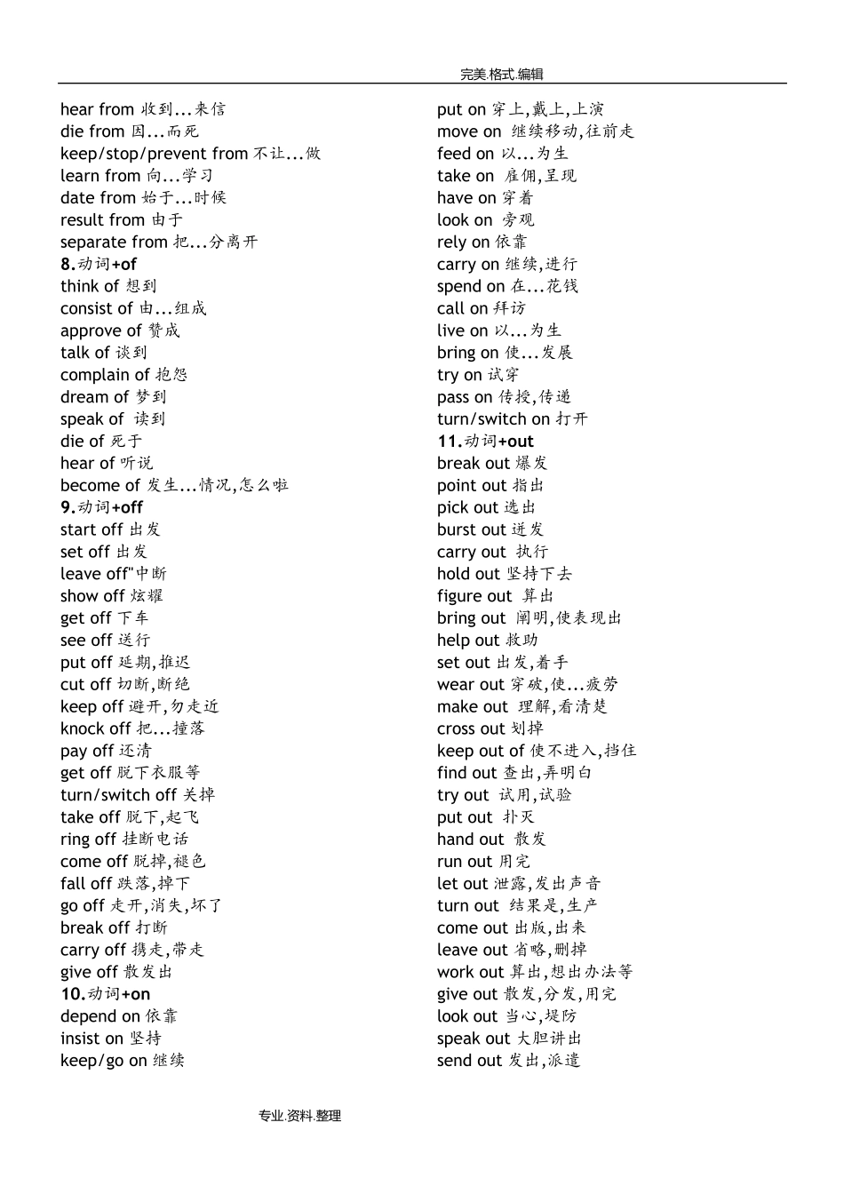 常用英语动词短语固定搭配_第2页