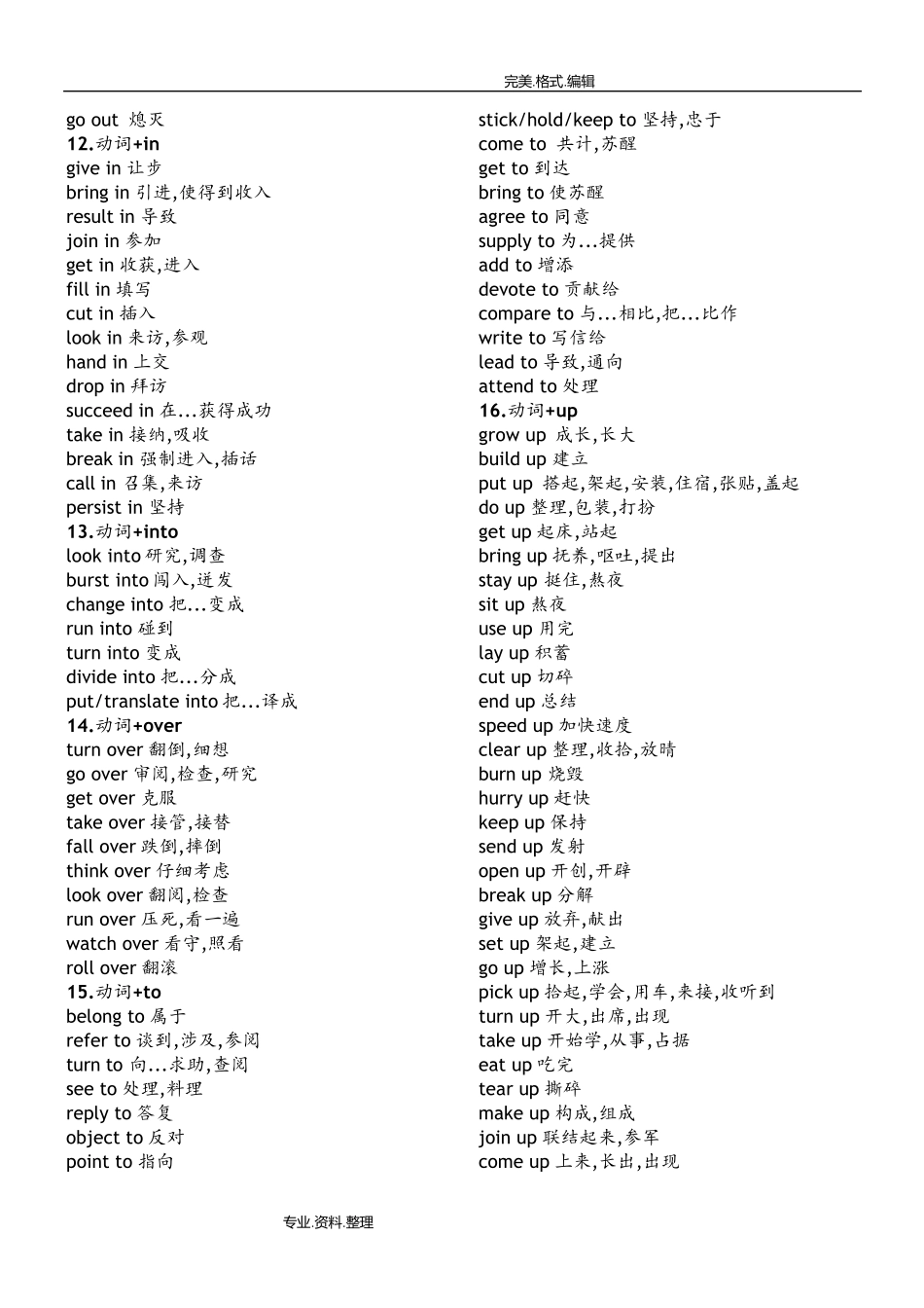 常用英语动词短语固定搭配_第3页