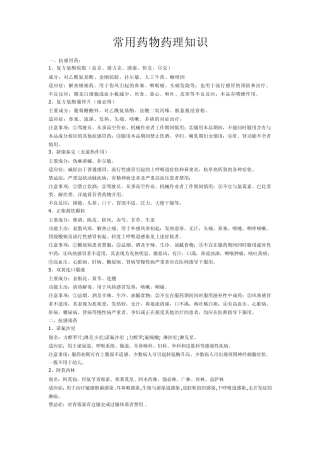 常用药物药理知识