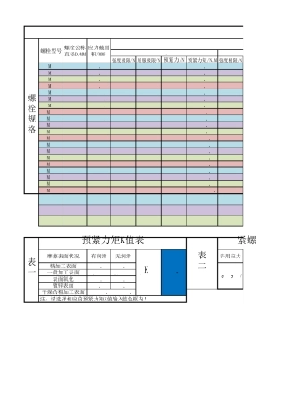 常用螺栓屈服强度预紧力计算程序及对照表