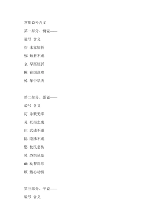 常用谥号含义