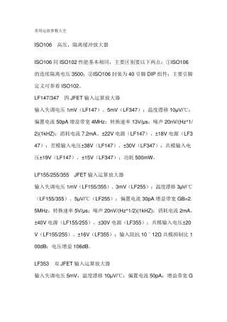 常用运放参数大全