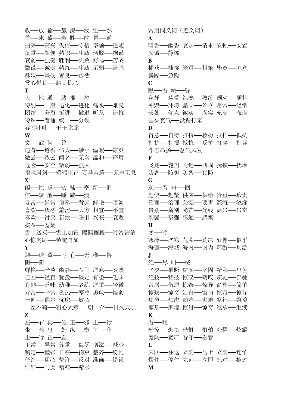 常用近反义词及重叠词语集锦_第2页