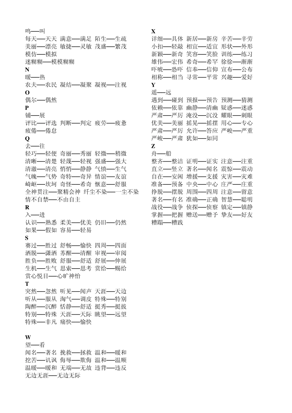 常用近反义词及重叠词语集锦_第3页