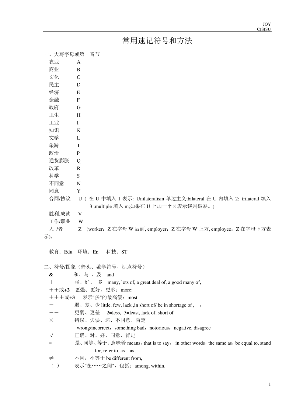 常用速记符号和方法_第1页