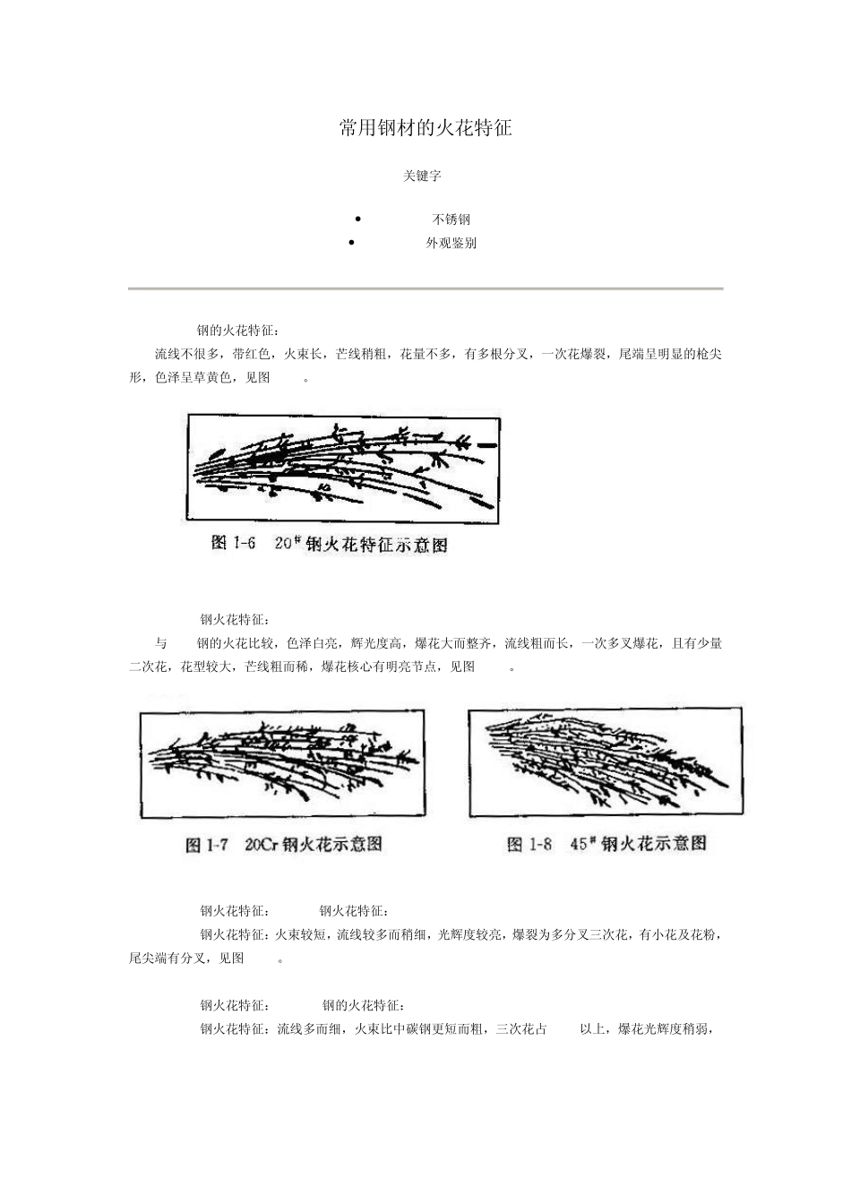 常用钢材的火花特征_第1页
