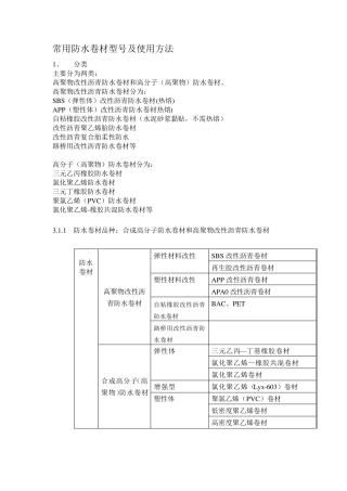 常用防水卷材型号及使用方法