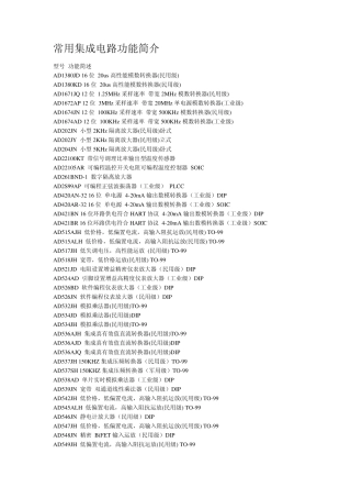 常用集成电路功能介绍