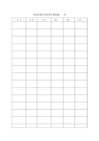 常用音响互补对管主要参数126对