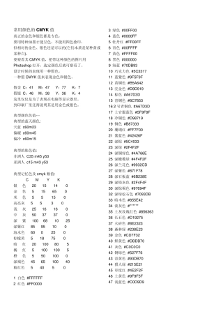 常用颜色的CMYK值