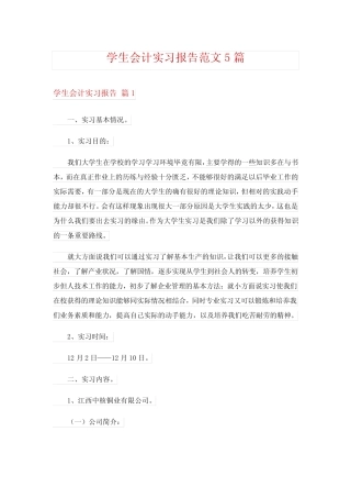 学生会计实习报告范文5则