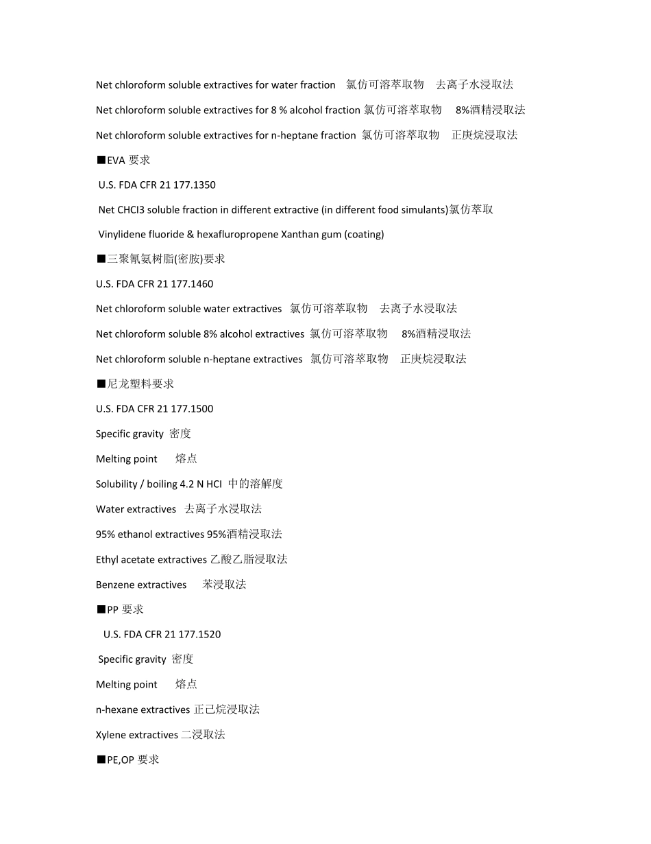 常见FDA食品接触材料检测标准_第2页