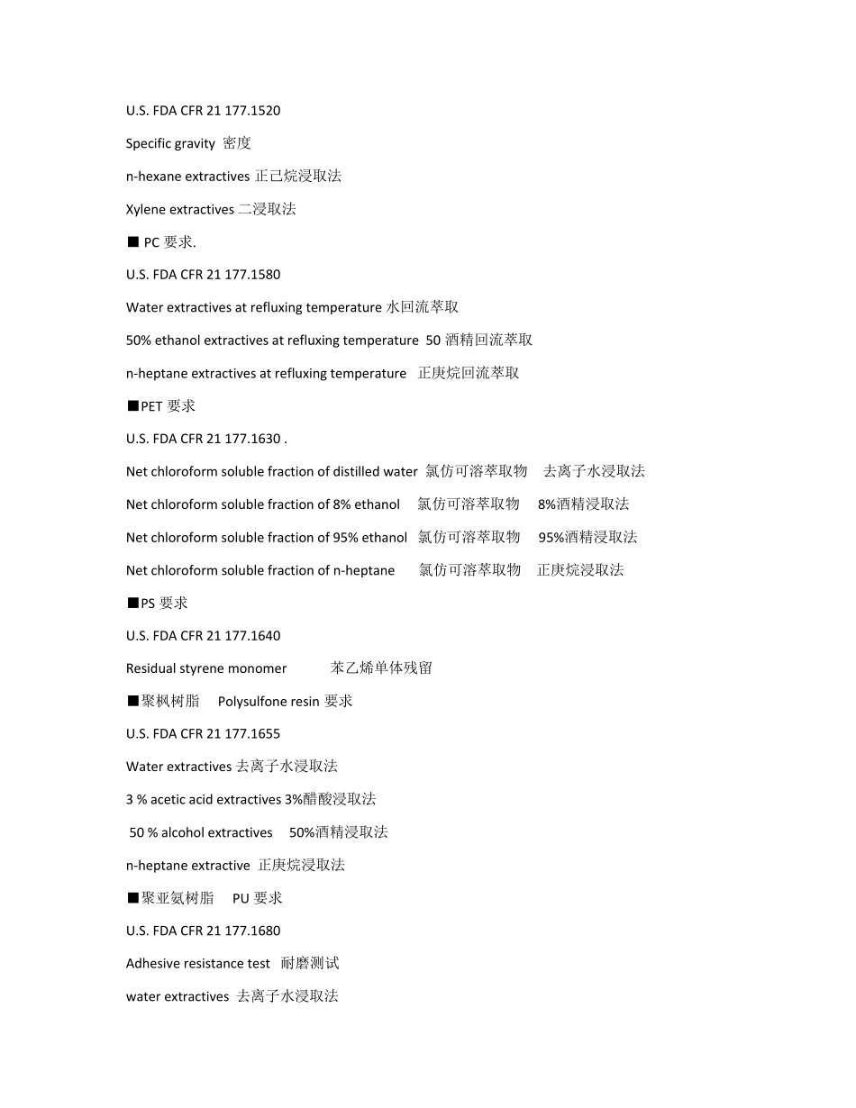 常见FDA食品接触材料检测标准_第3页