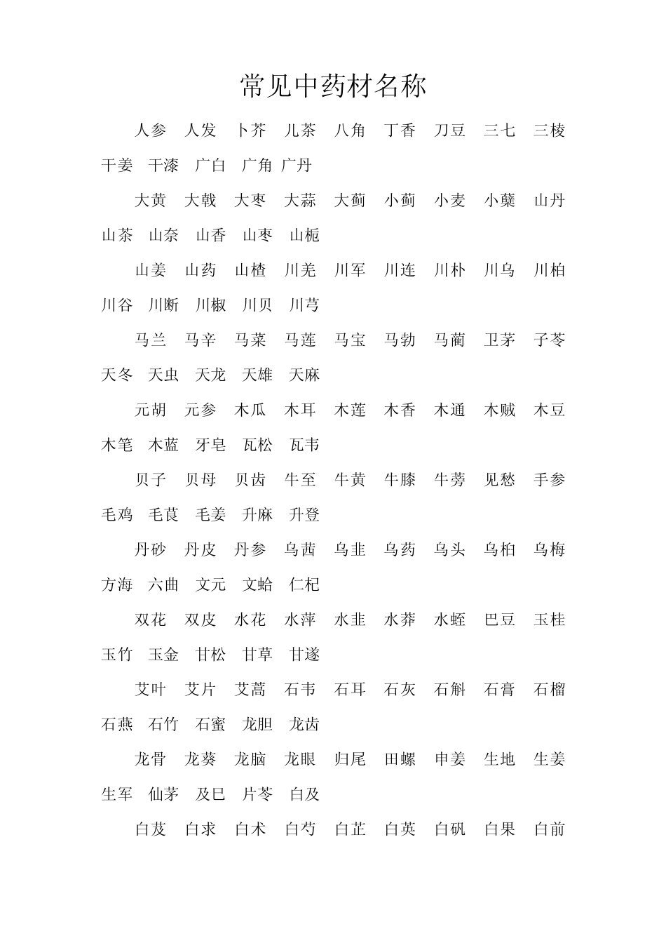 常见中药材名称_第1页