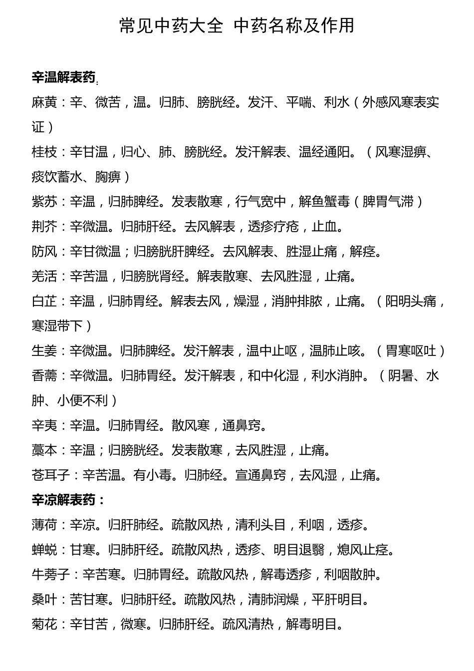 常见中药大全_中药名称及作用_第1页