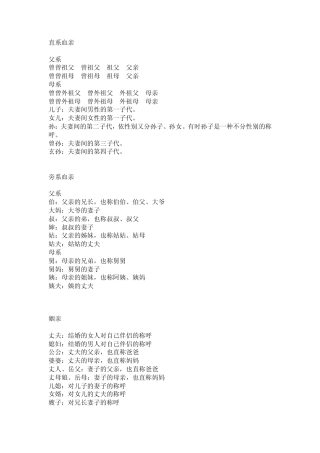 常见亲戚关系叫法