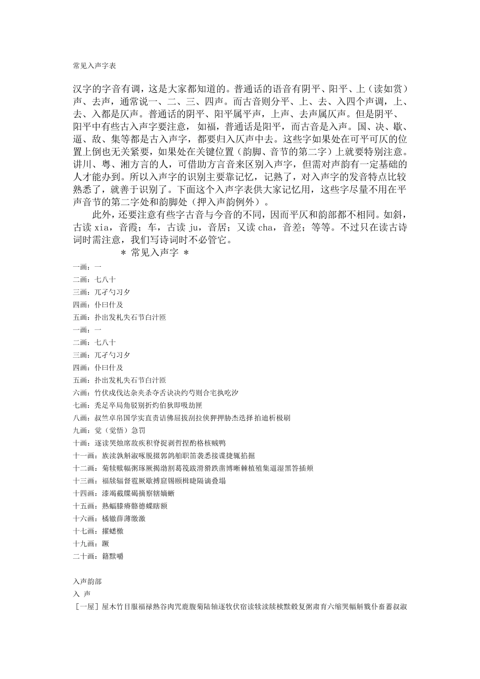 常见入声字表_第1页