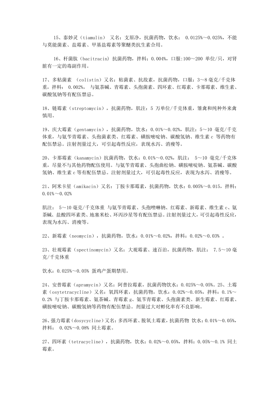 常见兽药用法用量表_第2页